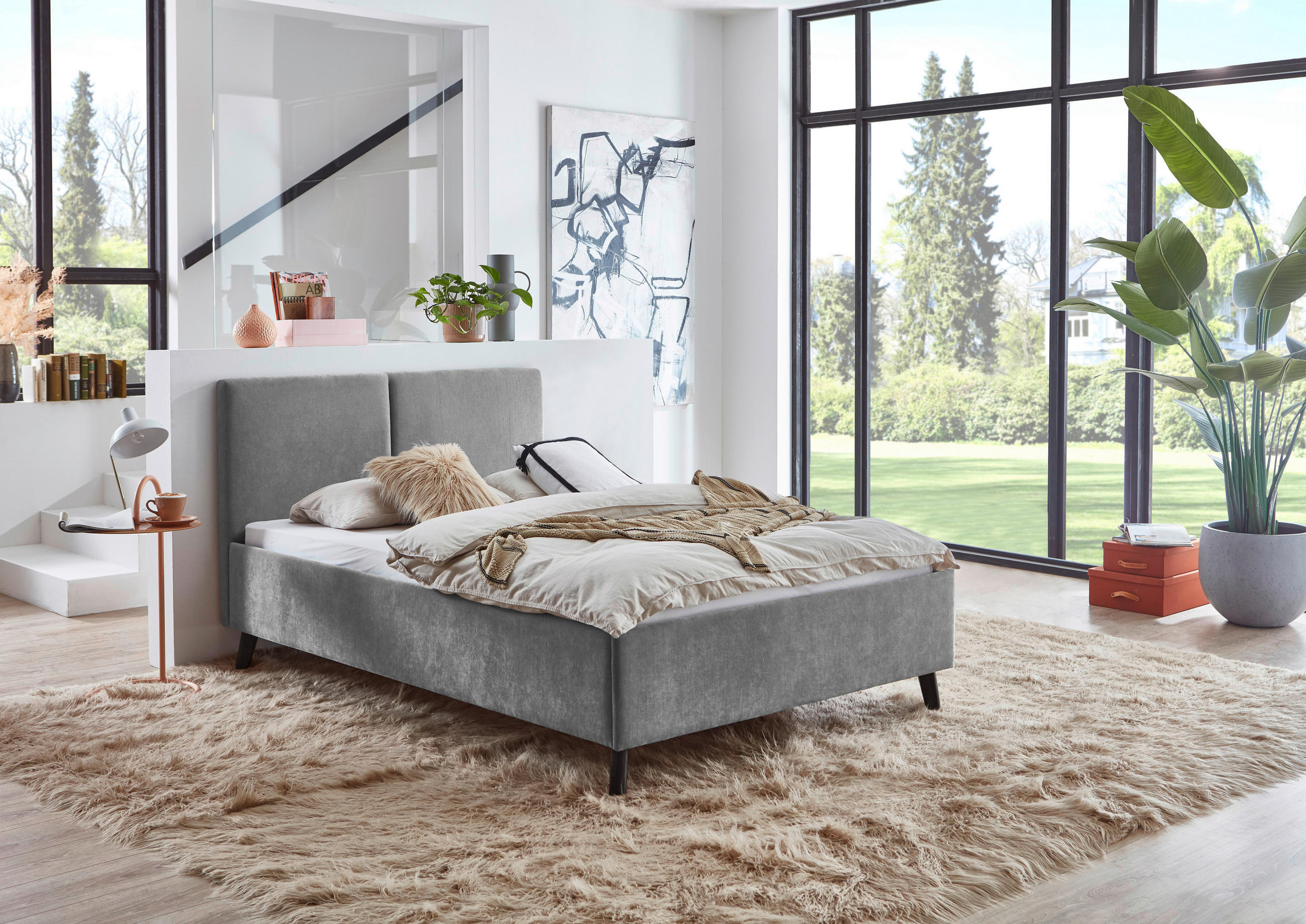 POLSTERBETT 140/200 cm  in Grau  - Schwarz/Grau, Basics, Holz/Textil (140/200cm) - Boxxx