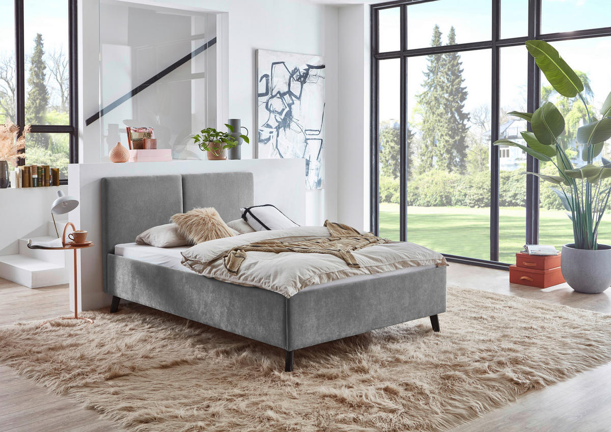 POLSTERBETT 140/200 cm  in Grau  - Schwarz/Grau, Basics, Holz/Textil (140/200cm) - Boxxx