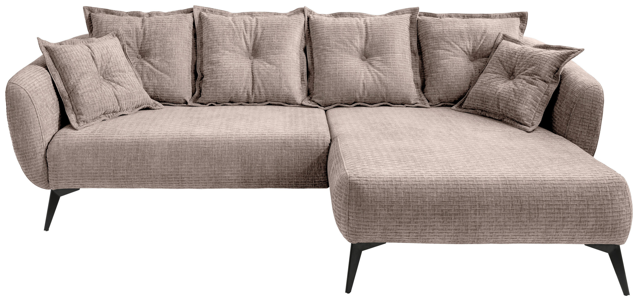 ECKSOFA Beige Mikrofaser  - Beige/Schwarz, MODERN, Textil/Metall (277/162cm) - Livetastic