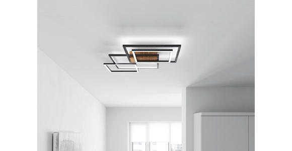 LED-DECKENLEUCHTE 67/58/6 cm - Walnussfarben/Schwarz, Design, Kunststoff/Metall (67/58/6cm) - Novel