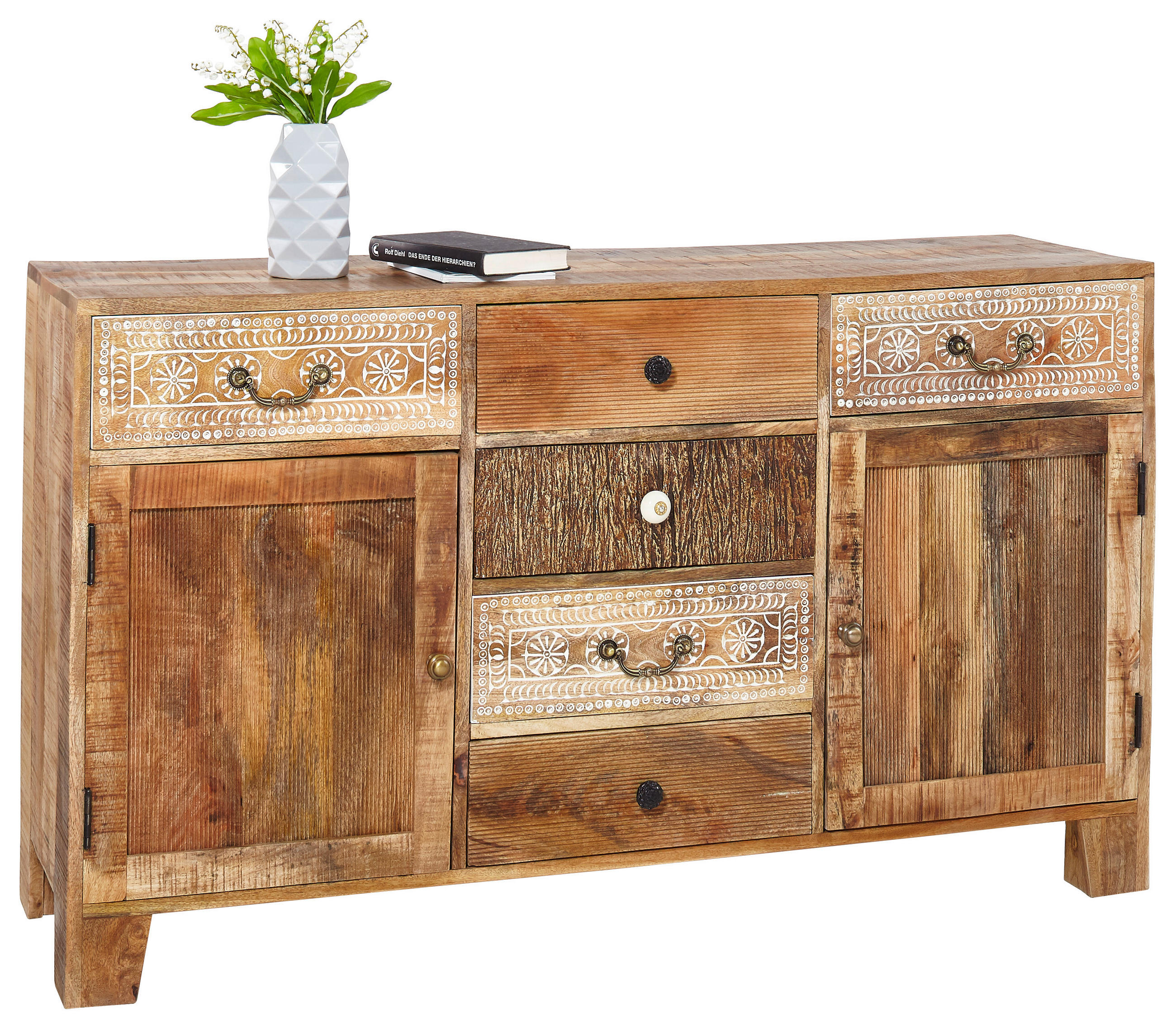 SIDEBOARD  140/80/44 cm 6 Schublade(n)  - Dunkelbraun/Messingfarben, Design, Holz/Metall (140/80/44cm) - Landscape