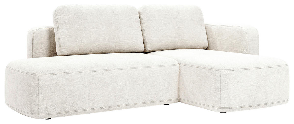 ECKSOFA Naturfarben Chenille Rückenkissen, Bettkasten, Schlaffunktion, Rücken echt, Liegefläche im Originalstoff  - Schwarz/Naturfarben, KONVENTIONELL, Kunststoff/Textil (244/160cm) - Milino