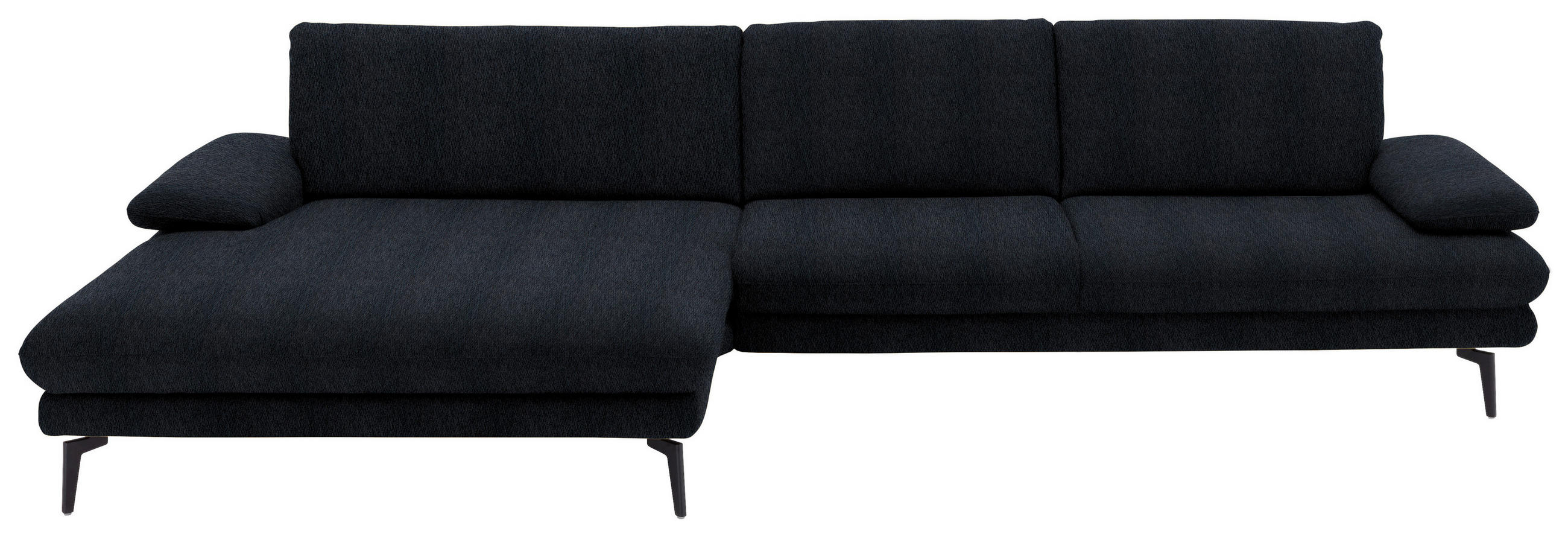 ECKSOFA in Chenille Schwarz  180/310 cm  - Schwarz, Design, Textil/Metall (180/310cm) - Dieter Knoll