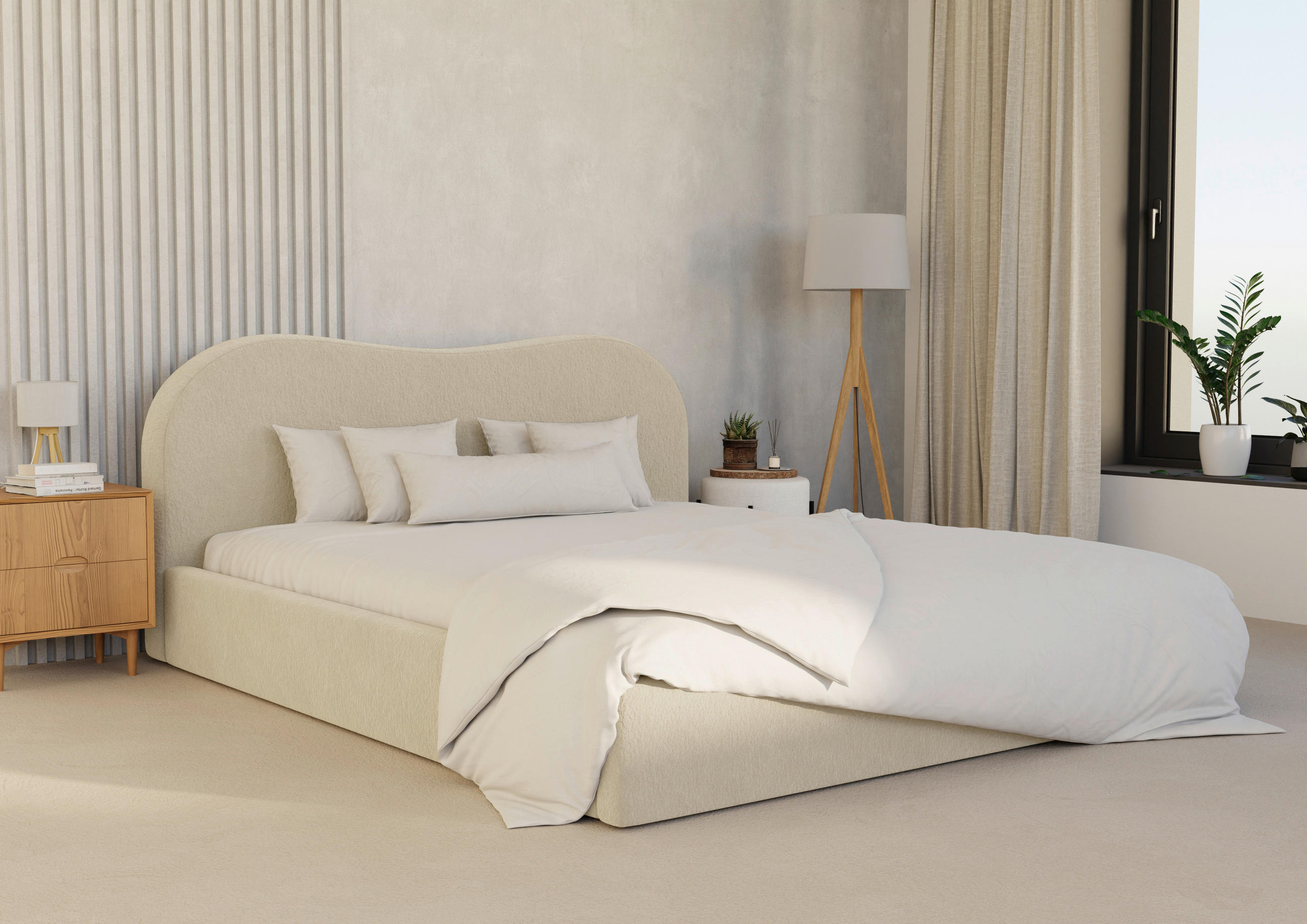 POLSTERBETT Bettkasten, Lattenrost 180/200 cm  in Beige  - Beige/Schwarz, Design, Holz/Textil (180/200cm) - Boxxx