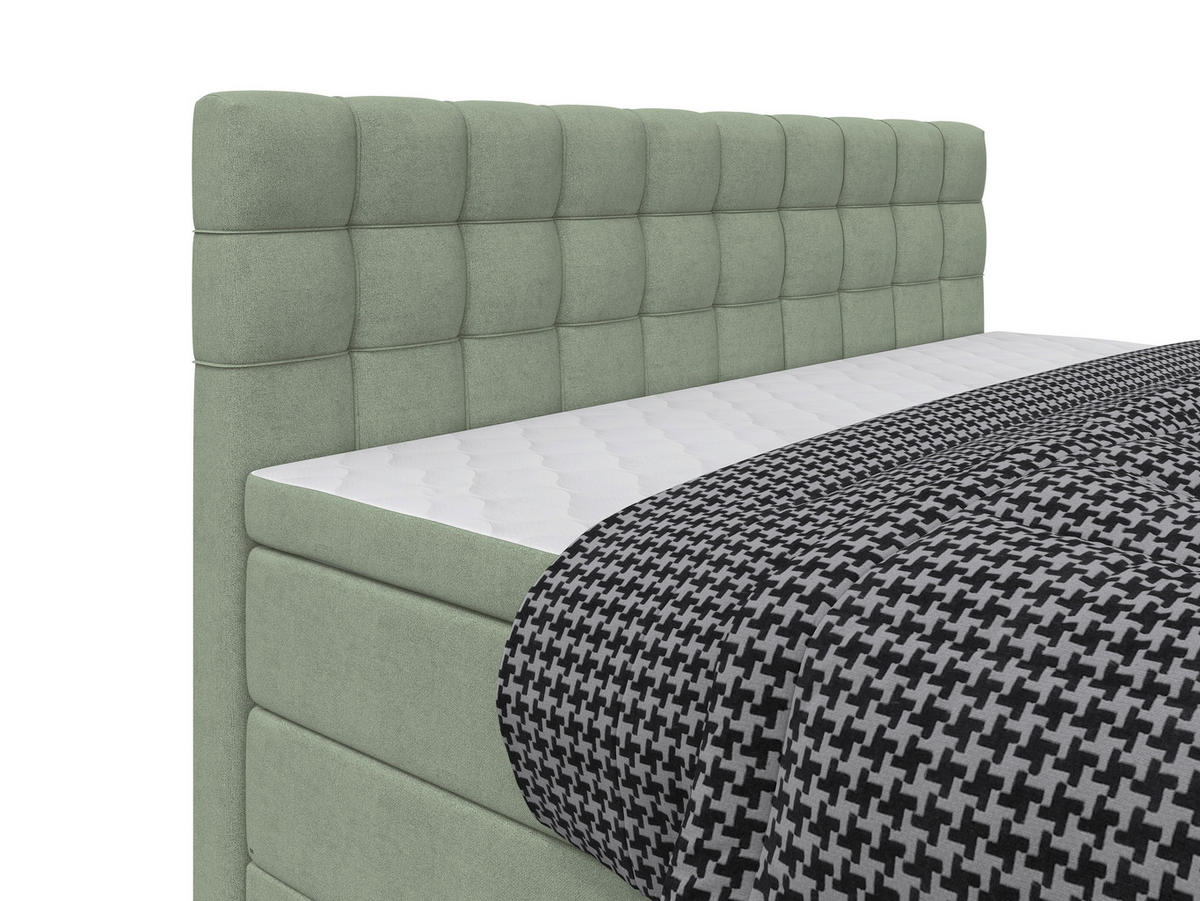 BOXSPRINGBETT 160/200 cm,  in Grün, Bettkasten, Topper, Matratzen, H3 = fest  - Schwarz/Grün, KONVENTIONELL, Kunststoff/Textil (160/200cm) - Boxxx