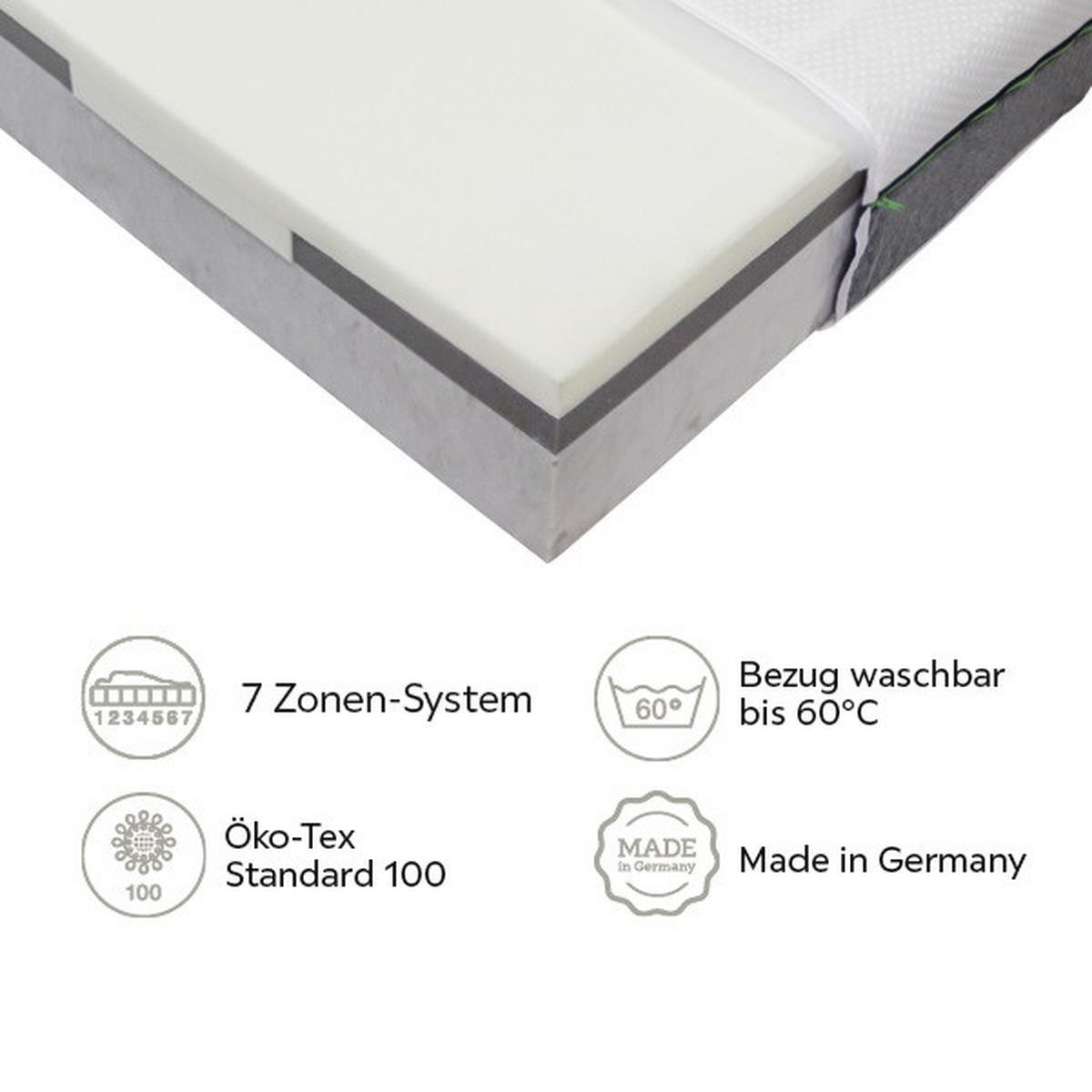 KALTSCHAUMMATRATZE - Weiß/Grau, Basics, Textil (90/200cm) - Beco
