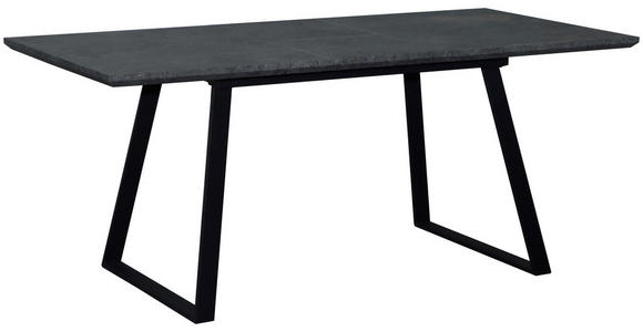 ESSTISCH Grau, Schwarz rechteckig  ausziehbar  - Schwarz/Grau, Design, Holzwerkstoff/Metall (140-180/90/76cm) - Carryhome