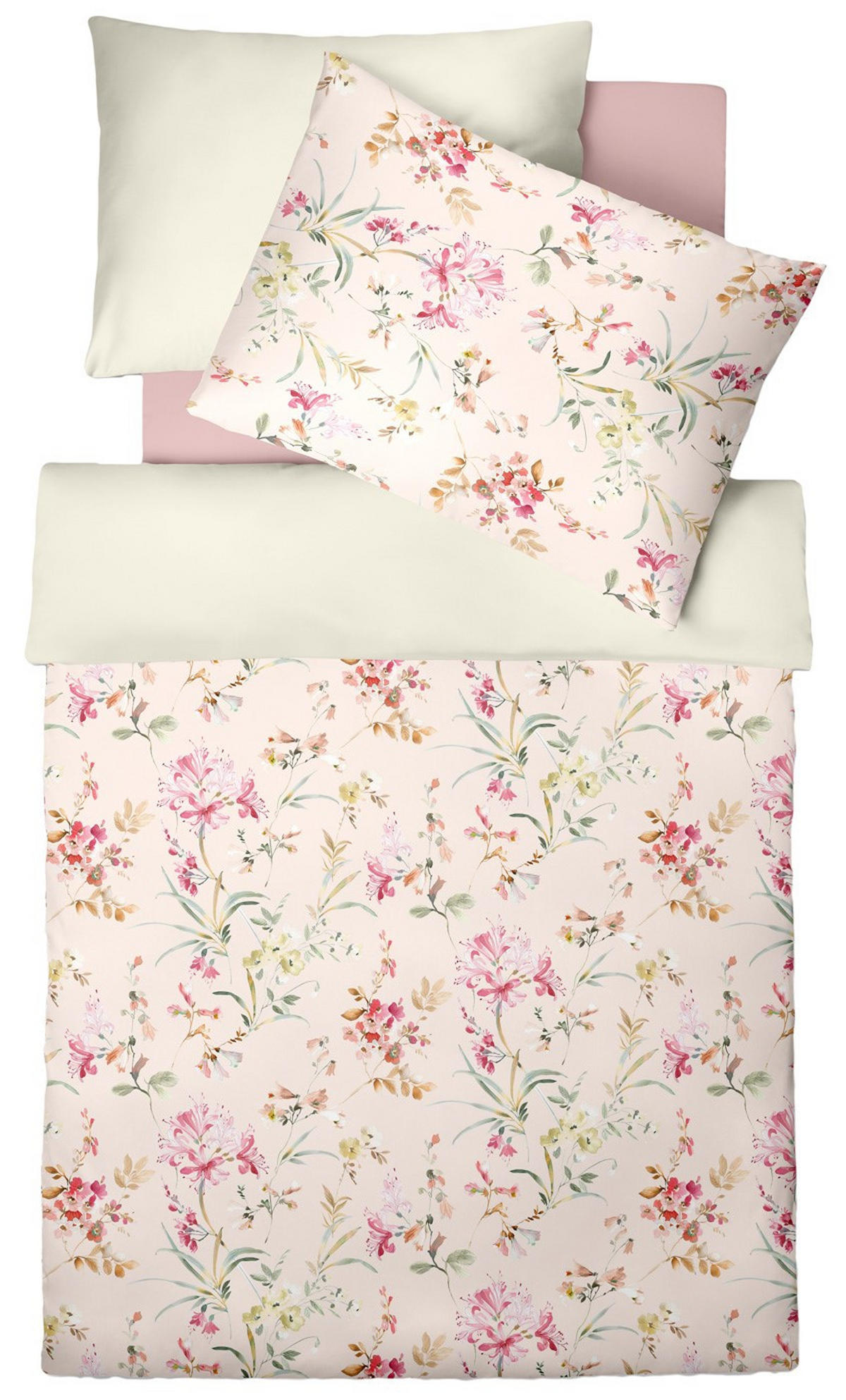 POSTELJINA 140/200 cm makosaten krem, svetloružičasta, tamnoružičasta, bakarna, svetlobraon, žalfijazelena  - tamnoružičasta/svetloružičasta, Konvencionalno, tekstil (140/200cm) - Fleuresse