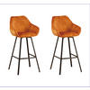 BARHOCKER-SET Samt, Velours Gelb, Goldfarben, Cognac Sitzfläche 180° drehbar, automatische Rückholfunktion  - Cognac/Gelb, MODERN, Textil/Metall (55/109/57cm) - MID.YOU
