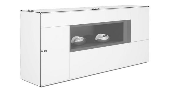 SIDEBOARD 210/93/47 cm - Anthrazit/Weiß, Design, Holz/Holzwerkstoff (210/93/47cm) - Dieter Knoll