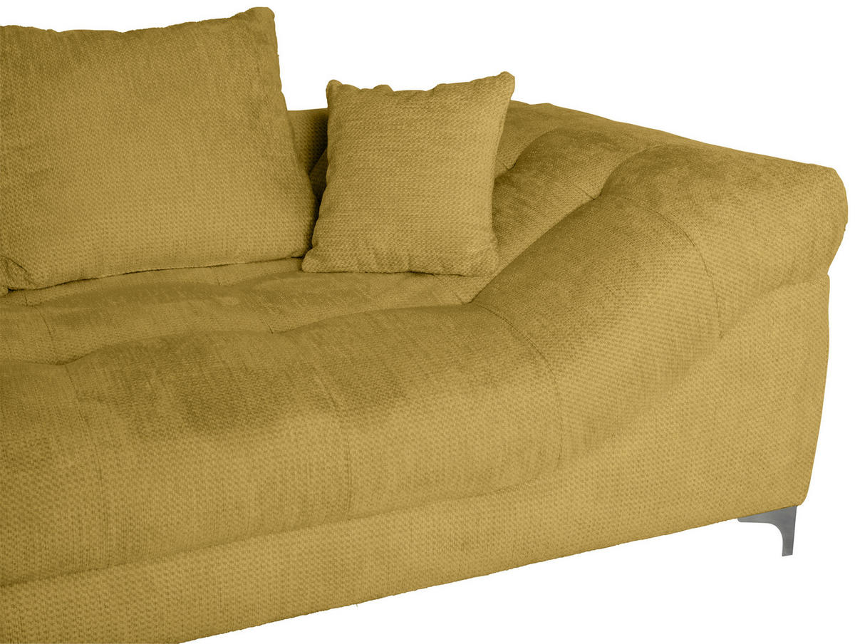 ECKSOFA Senfgelb Chenille  - Chromfarben/Senfgelb, KONVENTIONELL, Textil/Metall (227/329cm) - Carryhome