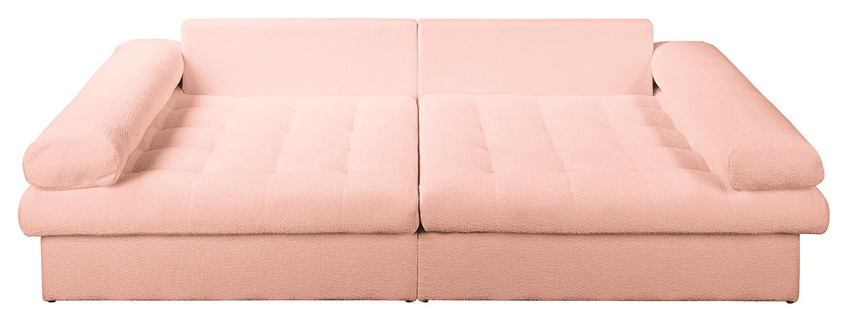 BIGSOFA in Teddystoff Rosa  - Schwarz/Rosa, Design, Kunststoff/Textil (284/94/148cm) - Livetastic