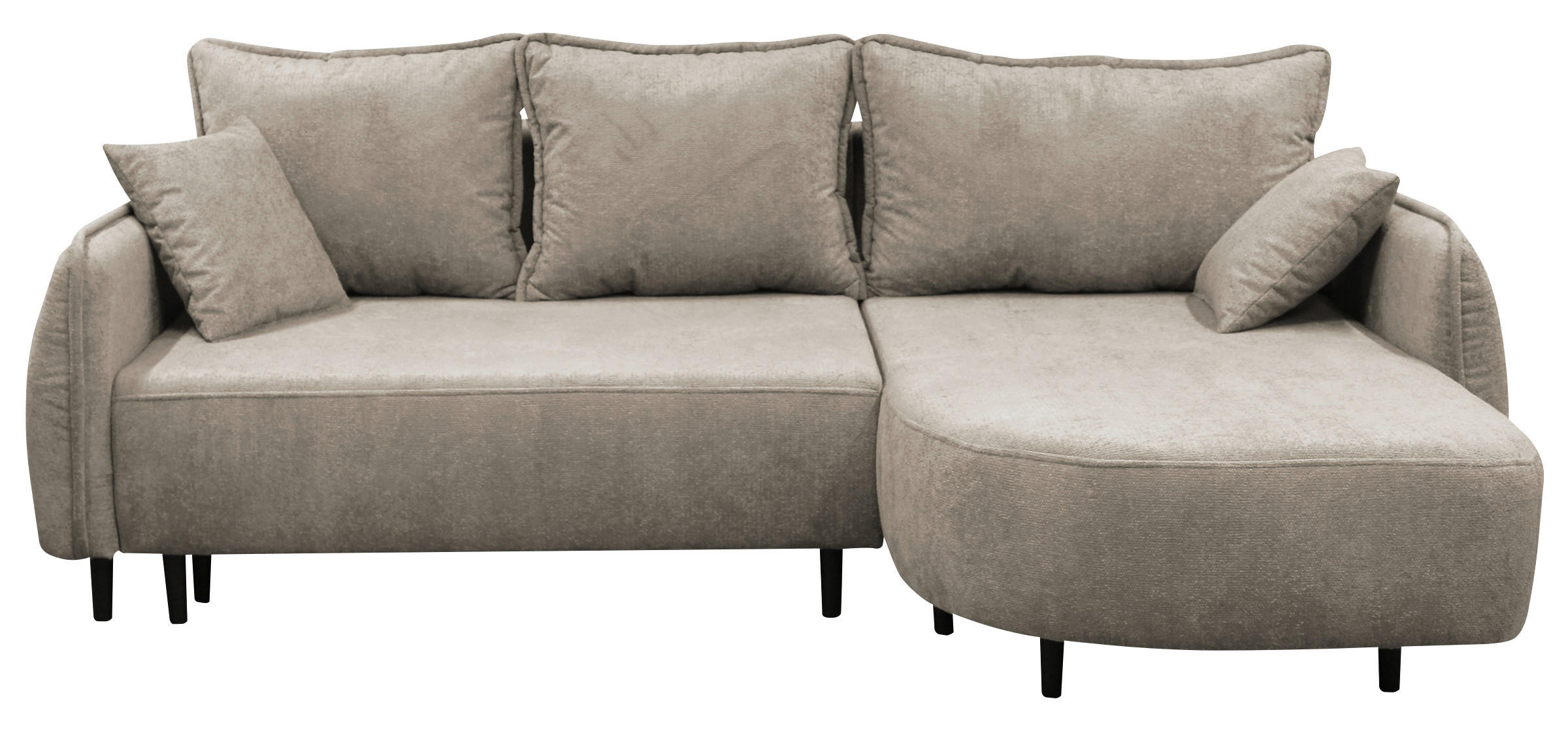 ECKSOFA MURANO Taupe Chenille Zierkissen, Rückenkissen, Bettkasten  - Taupe/Schwarz, Design, Holz/Textil (242/167cm) - MID.YOU