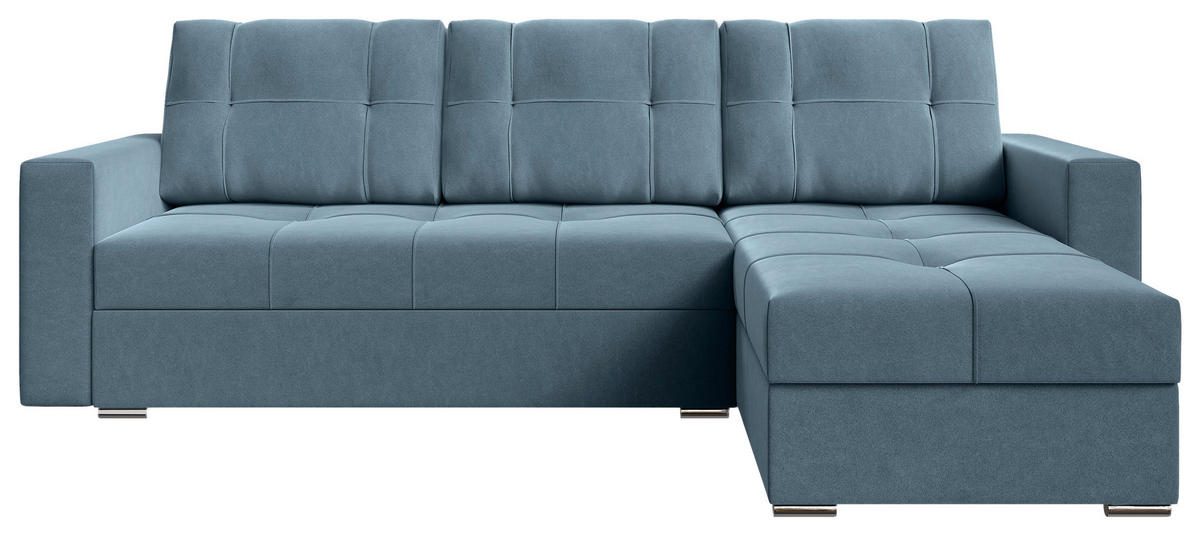 ECKSOFA Blau Samt  - Chromfarben/Blau, KONVENTIONELL, Kunststoff/Textil (233/140cm) - Carryhome