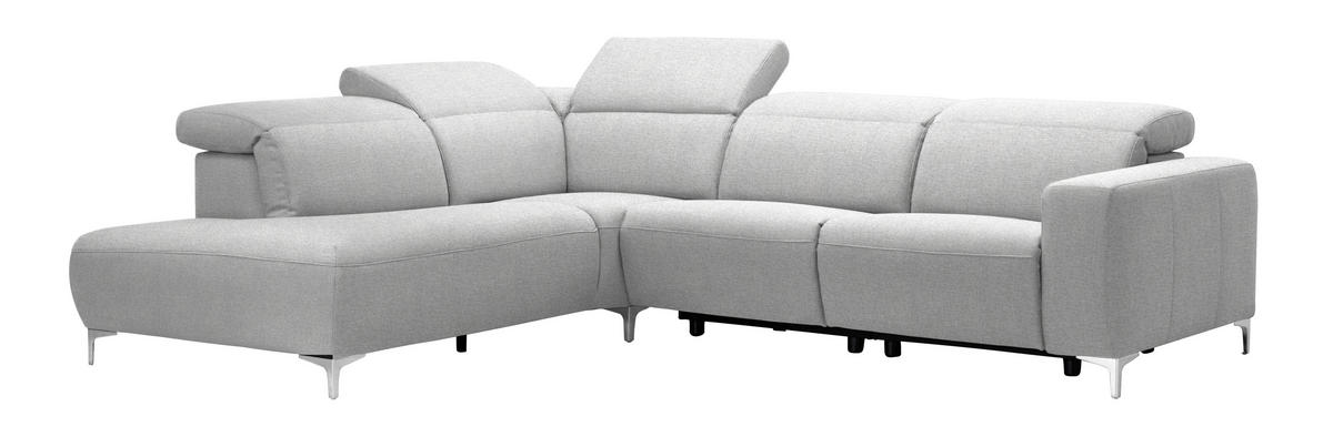ECKSOFA Hellgrau Flachgewebe  - Hellgrau/Schwarz, Design, Textil/Metall (238/290cm) - Pure Home Lifestyle