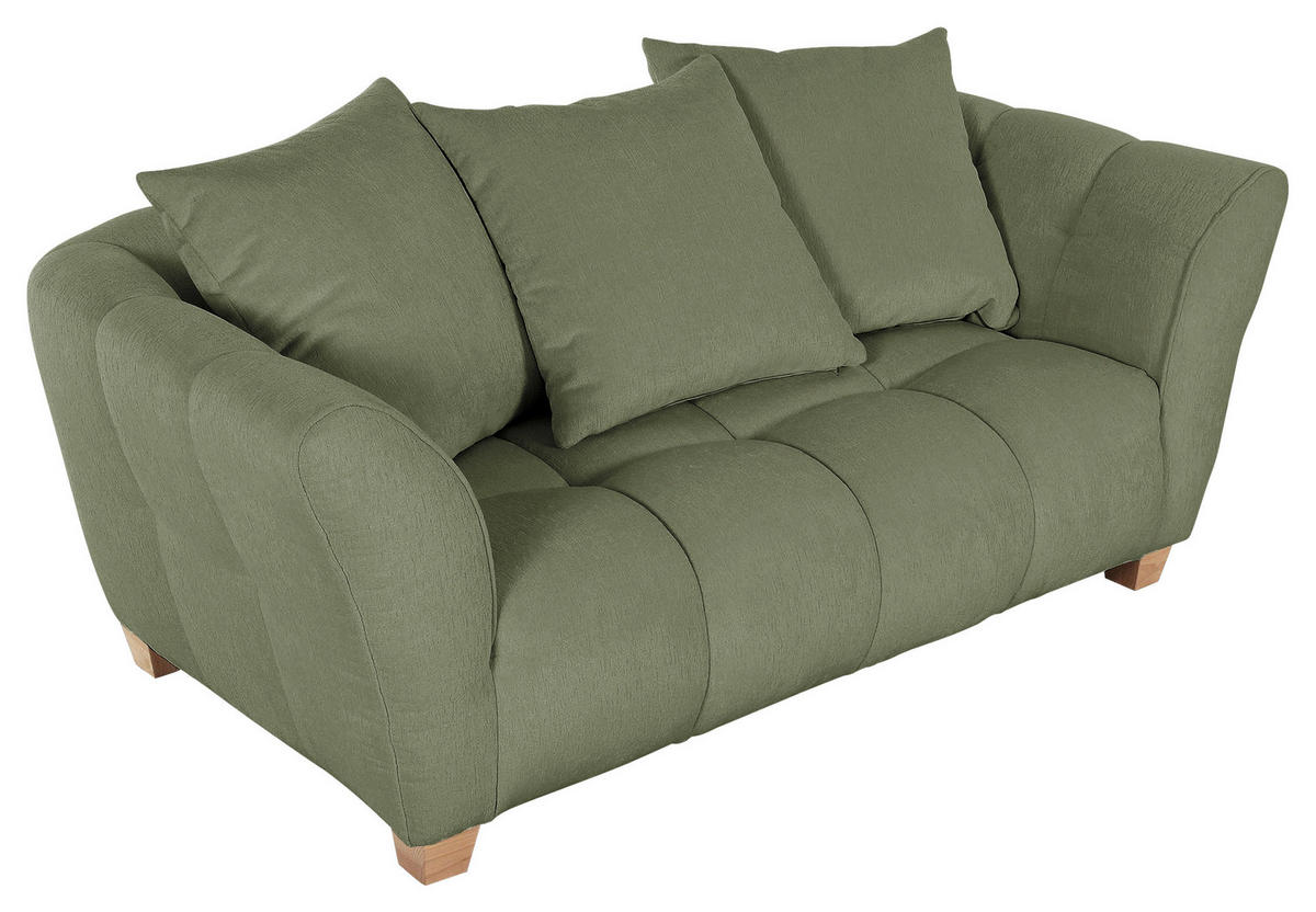 2-SITZER-SOFA Chenille Grün  - Naturfarben/Grün, KONVENTIONELL, Holz/Textil (185/72/95cm) - Milino