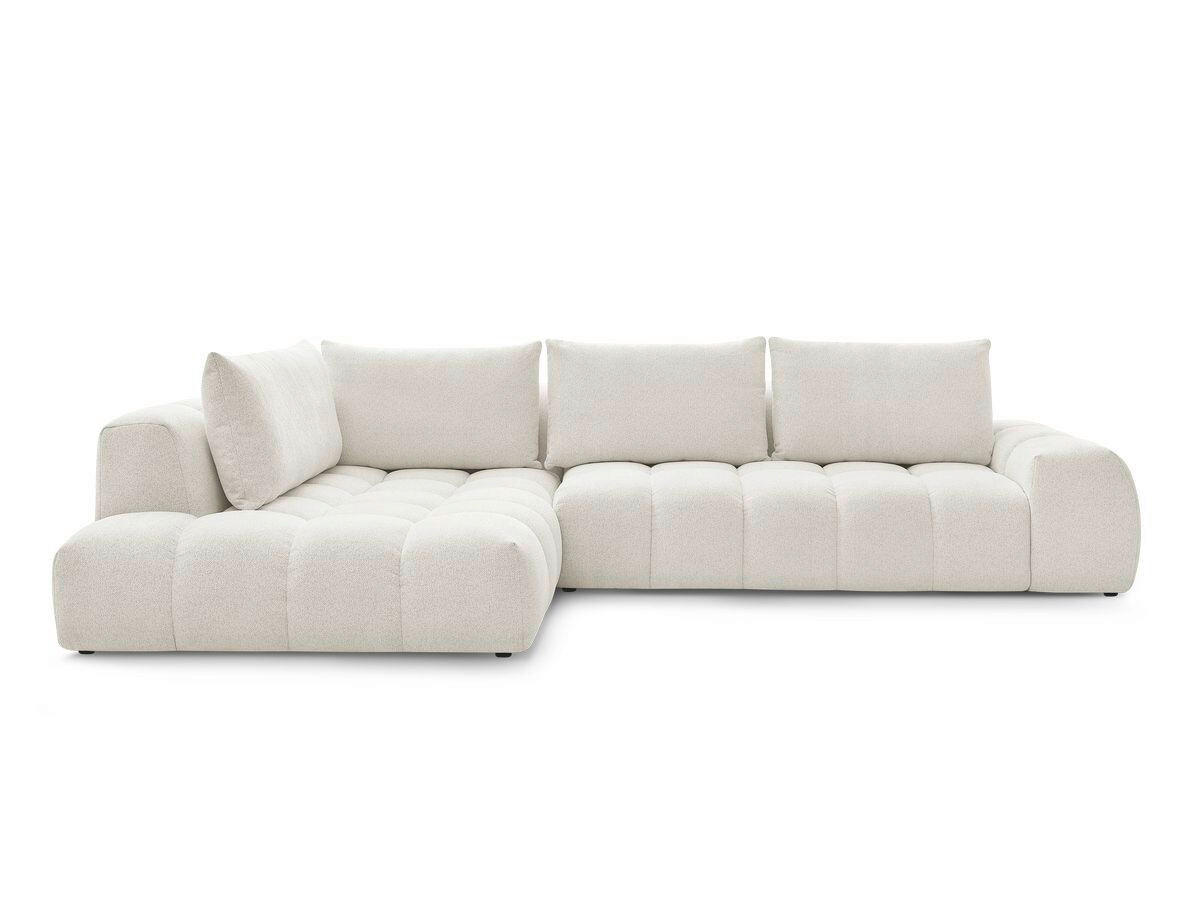 ECKSOFA Ottomane rechts  EVEREST Weiß Flachgewebe  - Schwarz/Weiß, MODERN, Kunststoff/Textil (352/210cm) - Livetastic