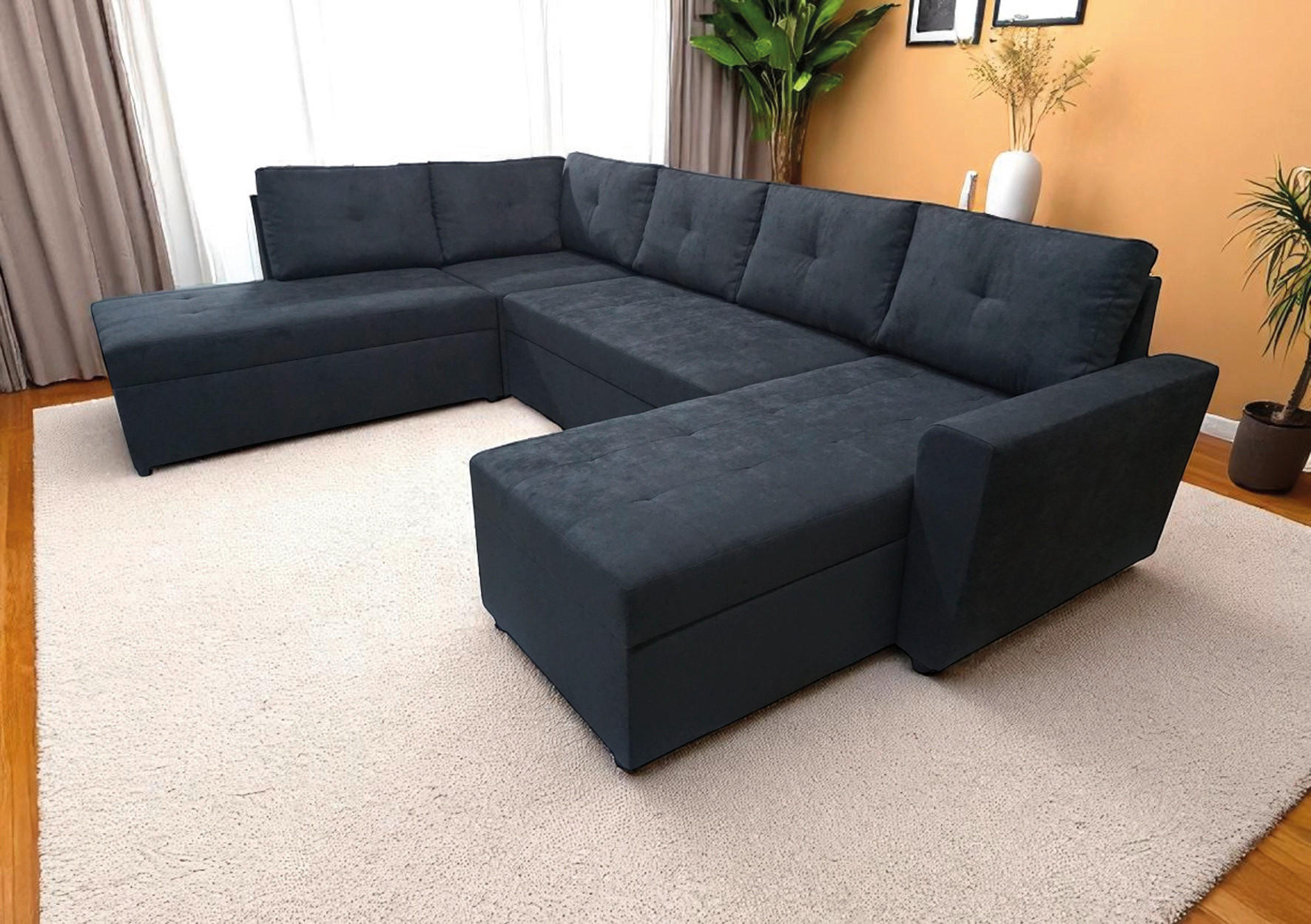 WOHNLANDSCHAFT TERMOLI in Jacquard Anthrazit  - Anthrazit/Schwarz, Design, Kunststoff/Textil (212/297/155cm) - MID.YOU