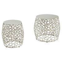 SATZTISCH rund Silberfarben  - Silberfarben, Design, Metall (46/46/42cm) - MID.YOU