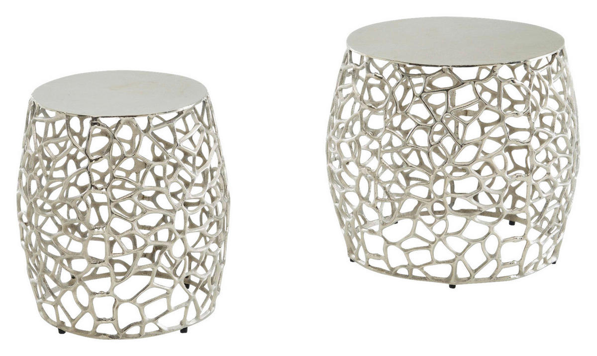 SATZTISCH rund Silberfarben  - Silberfarben, Design, Metall (46/46/42cm) - MID.YOU