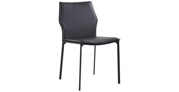 STUHL Echtleder Schwarz - Schwarz, Design, Leder/Metall (48/85/57,5cm) - Novel