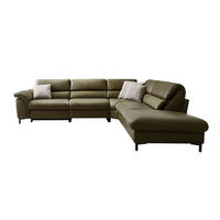 ECKSOFA in Echtleder Schlammfarben  - Schlammfarben/Schwarz, Design, Leder/Metall (280/246cm) - Hukla