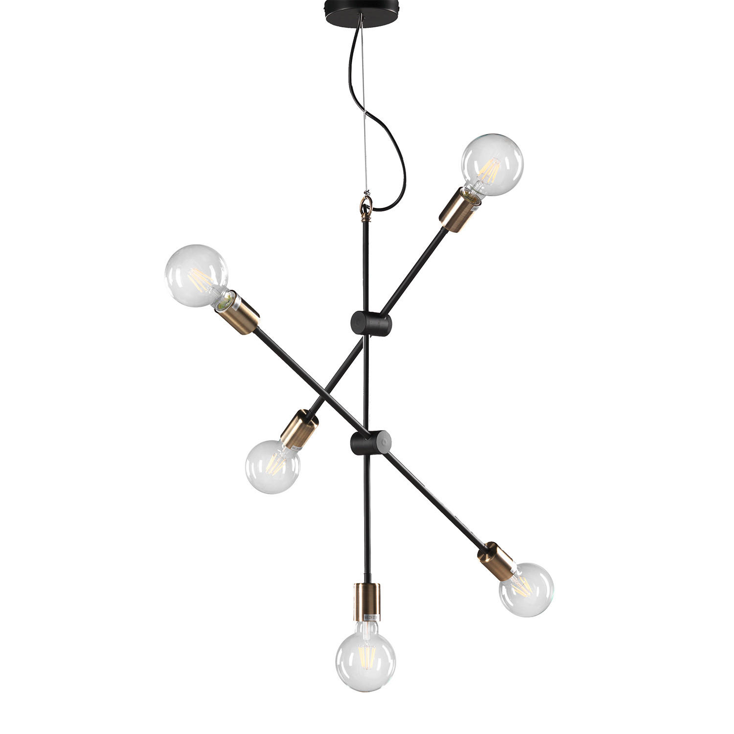 HÄNGELEUCHTE 96/80/125 cm   - Goldfarben/Schwarz, Design, Metall (96/80/125cm)