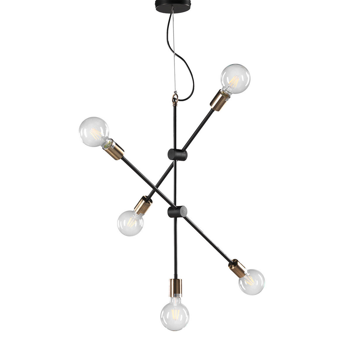 HÄNGELEUCHTE 96/80/125 cm  - Goldfarben/Schwarz, Design, Metall (96/80/125cm)