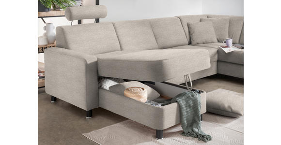 WOHNLANDSCHAFT  in Webstoff Beige  - Beige/Schwarz, Design, Holz/Textil (165/296/198cm) - Xora