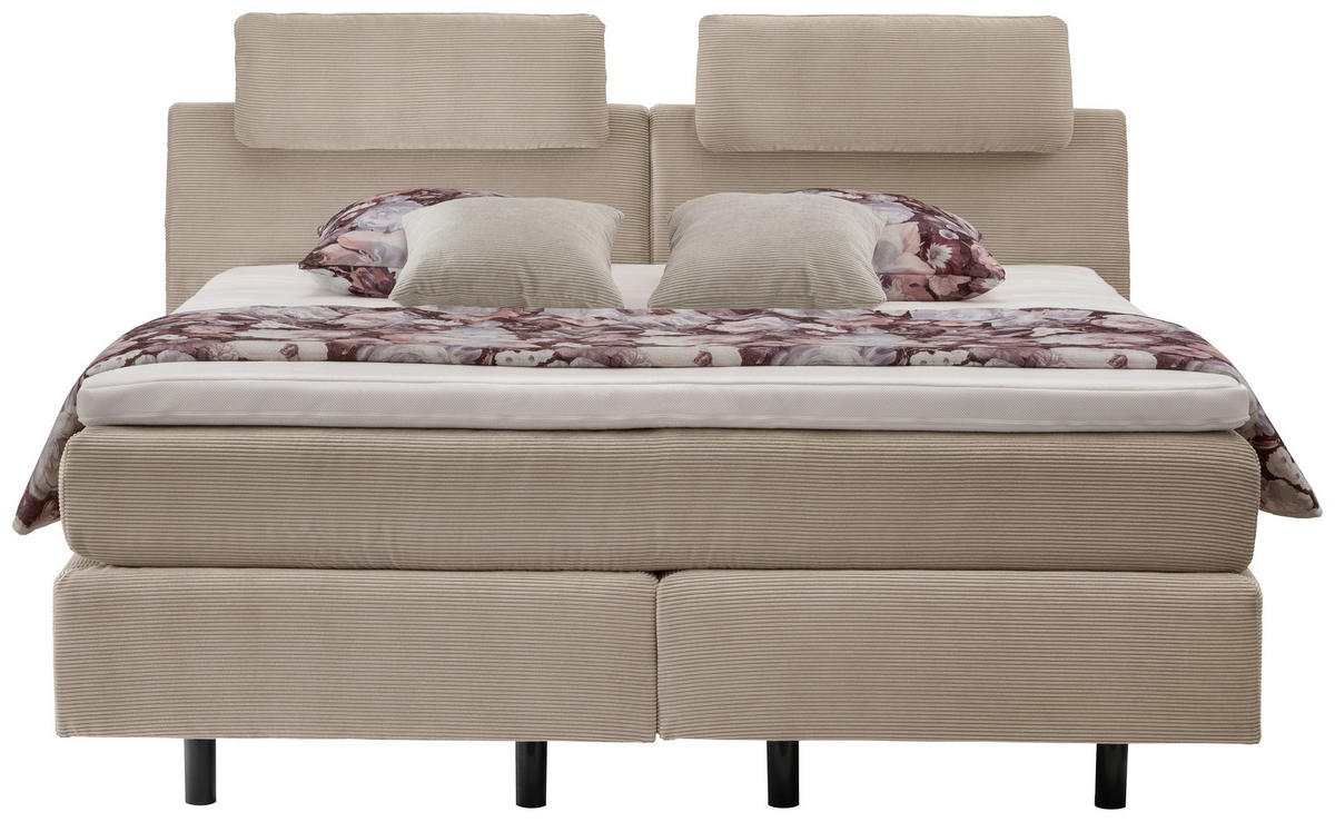 BOXSPRINGBETT 180/200 cm  in Graubraun  - Graubraun/Schwarz, Modern, Kunststoff/Textil (180/200cm) - Beldomo - Sleep