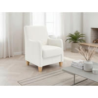 KRESLO, koža, biela - biela/farba duba, Basics, koža/drevo (70/93/75cm) - Sit & More