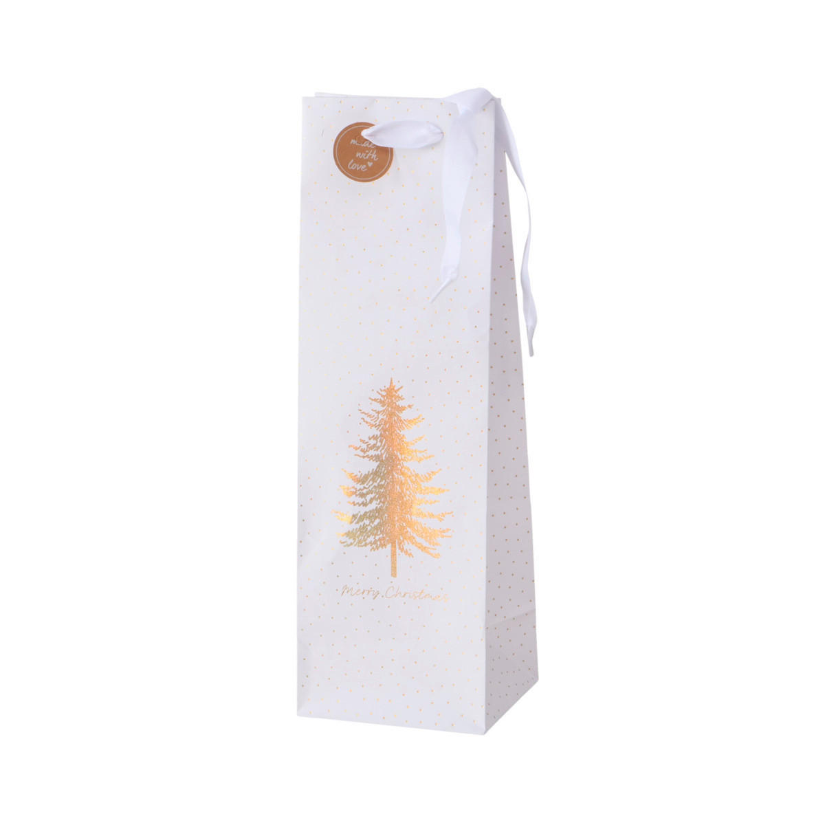 DÁRKOVÁ TAŠKA - bílá/barvy zlata, Design, textil/papír (12/10/37cm)