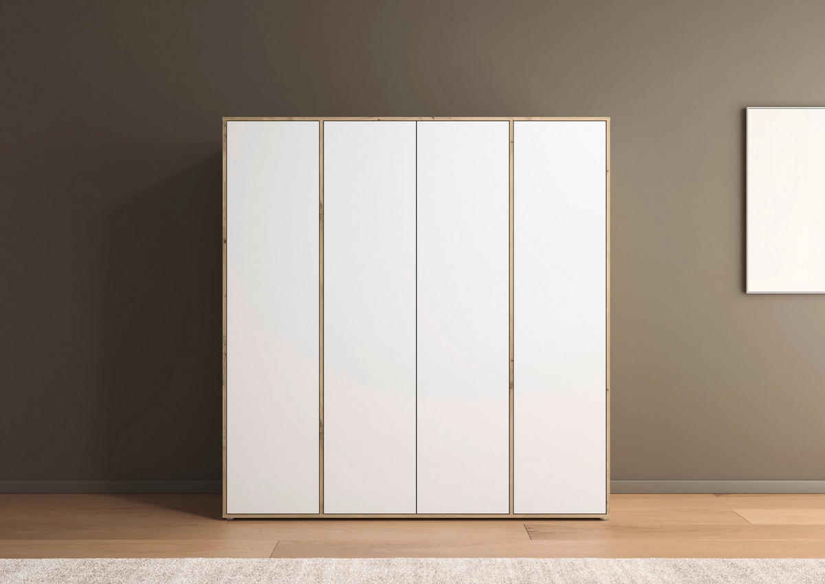 DREHTÜRENSCHRANK in Weiss, Eiche Artisan  - Weiss/Eiche Artisan, Modern, Holzwerkstoff (187/194/53cm) - Rauch Möbel