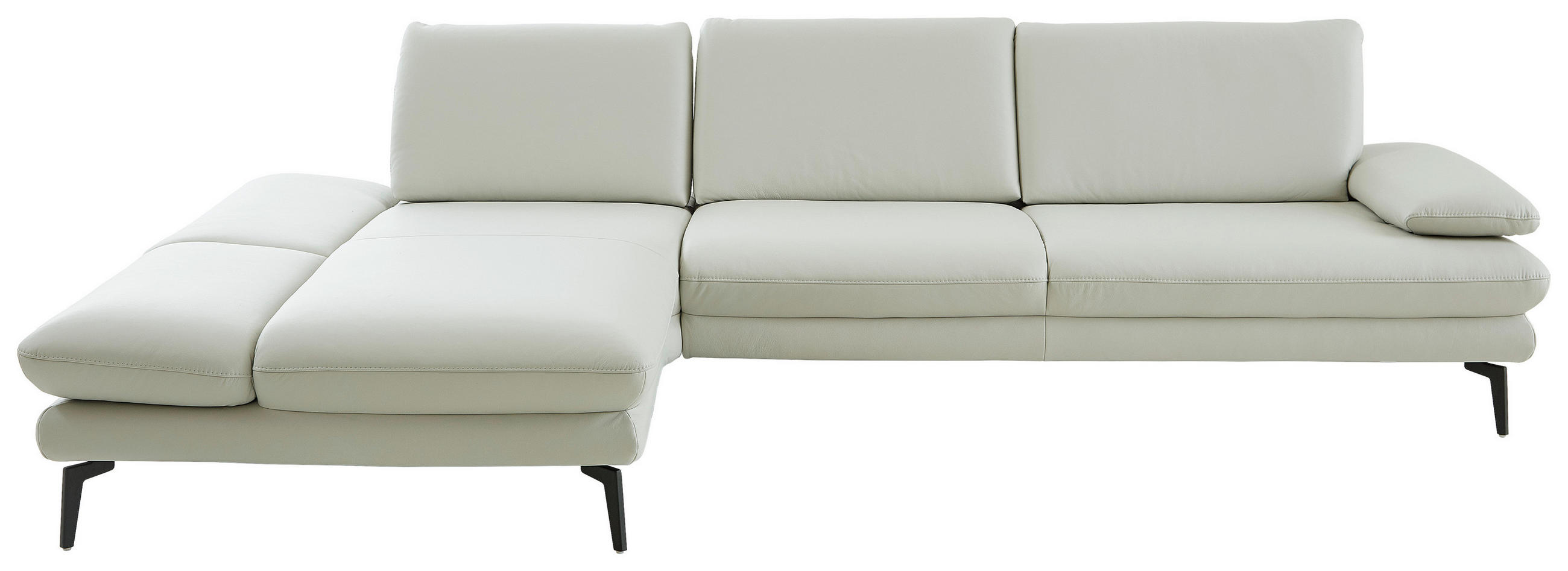 ECKSOFA Silberfarben Echtleder  - Silberfarben/Schwarz, Design, Leder/Metall (195/308cm) - Dieter Knoll