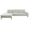 ECKSOFA in Echtleder Silberfarben  - Silberfarben/Schwarz, Design, Leder/Metall (195/308cm) - Dieter Knoll