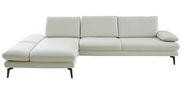 ECKSOFA in Echtleder Silberfarben  - Silberfarben/Schwarz, Design, Leder/Metall (195/308cm) - Dieter Knoll