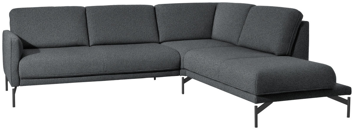 ECKSOFA in Flachgewebe, Struktur Grau  - Anthrazit/Grau, Design, Textil/Metall (254/230cm) - Johann Jakob