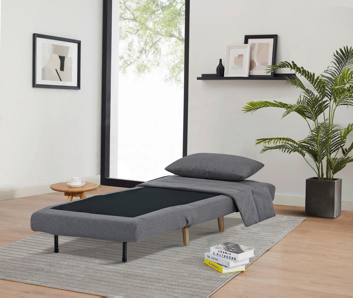 SCHLAFSESSEL Mikrofaser Dunkelgrau    - Dunkelgrau/Naturfarben, MODERN, Holz/Textil (77/81/90cm) - MID.YOU