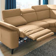 ECKSOFA in Echtleder Honig  - Schwarz/Honig, Design, Leder/Metall (285/239cm) - Cantus