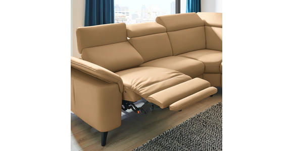 ECKSOFA in Echtleder Honig  - Schwarz/Honig, Design, Leder/Metall (285/239cm) - Cantus