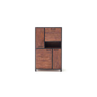 HIGHBOARD  in 88/145/40 cm  - Walnussfarben/Schwarz, LIFESTYLE, Holz/Metall (88/145/40cm) - Livetastic