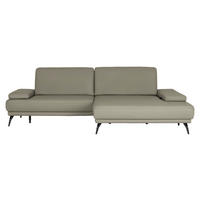 ECKSOFA Echtleder Platinfarben  - Platinfarben/Schwarz, Konventionell, Leder/Metall (301/180cm) - Joop!