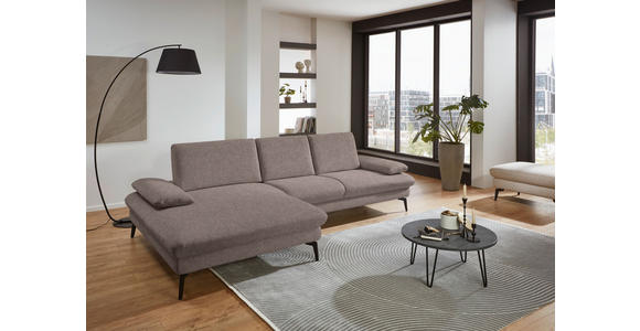 ECKSOFA in Chenille, Mikrofaser Haselnussfarben 157/299 cm - Schwarz/Haselnussfarben, Design, Textil/Metall (157/299cm) - Dieter Knoll