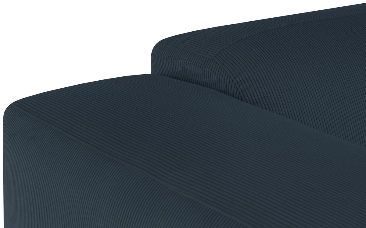 ECKSOFA HANNAH Blau Cord  - Blau/Schwarz, Design, Kunststoff/Textil (304/200cm) - MID.YOU