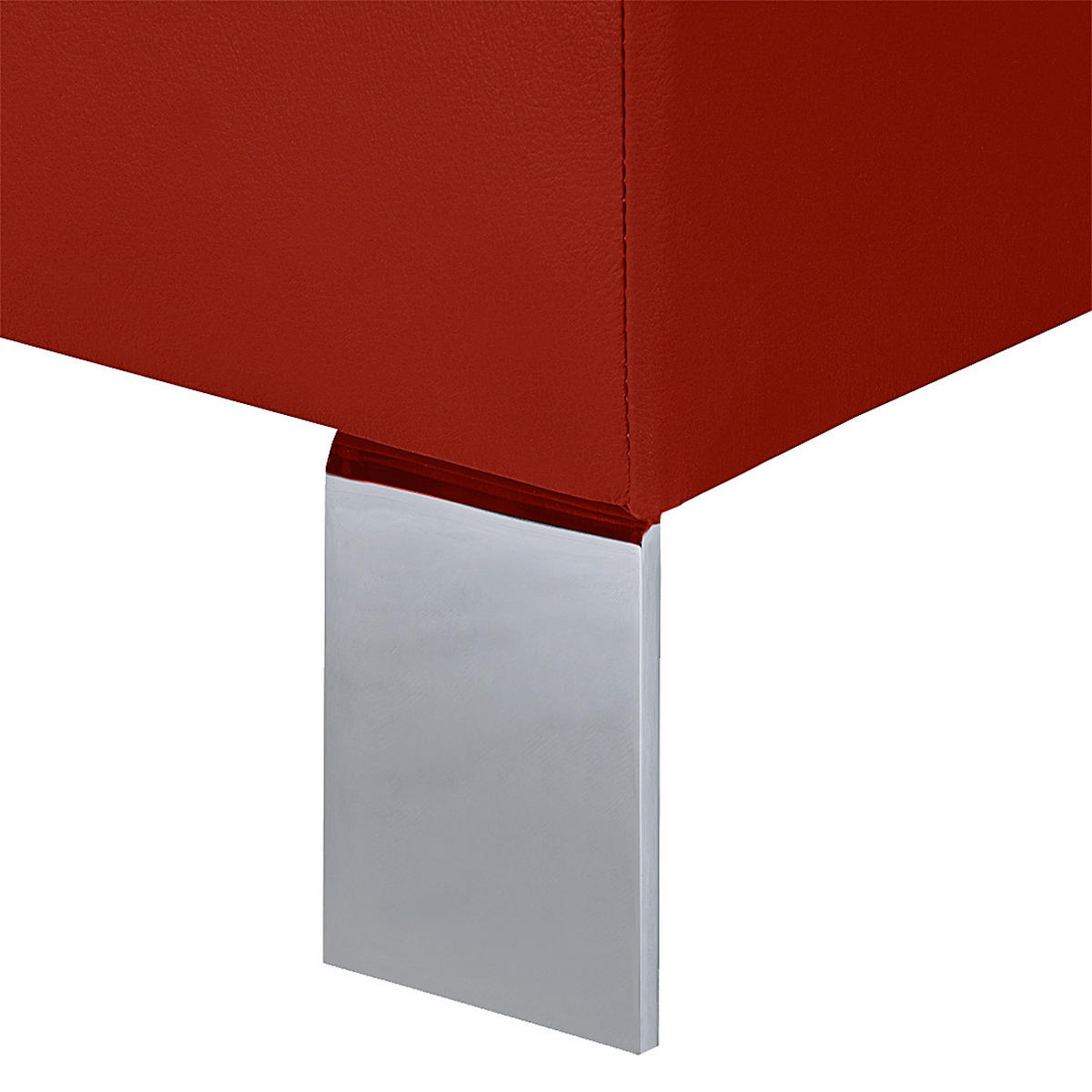 HOCKER in Leder Rot  - Chromfarben/Rot, Design, Leder/Metall (91/44/57cm) - Livetastic