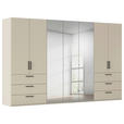 DREHTÜRENSCHRANK 350/235/61 cm,  in Champagner, 7-türig  - Chromfarben/Champagner, Basics, Glas/Holzwerkstoff (350/235/61cm) - Novel