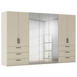 DREHTÜRENSCHRANK 350/223/61 cm,  in Champagner, 7-türig  - Chromfarben/Champagner, Basics, Glas/Holzwerkstoff (350/223/61cm) - Novel