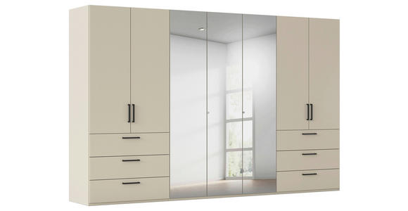 DREHTÜRENSCHRANK 350/235/61 cm,  in Champagner, 7-türig  - Chromfarben/Champagner, Basics, Glas/Holzwerkstoff (350/235/61cm) - Novel