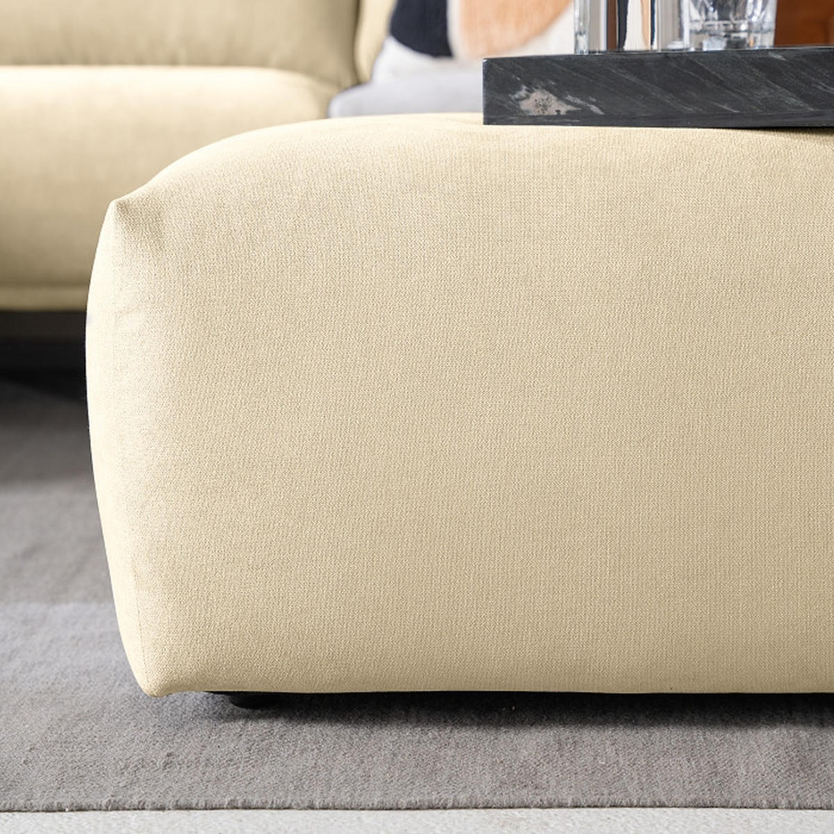 HOCKER in Textil Beige  - Beige/Schwarz, Modern, Kunststoff/Textil (102/41/52cm) - Trendmanufaktur