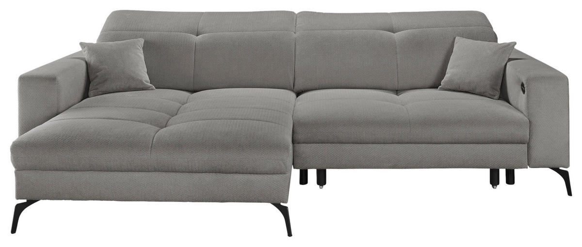 ECKSOFA Grau Webstoff  - Schwarz/Grau, KONVENTIONELL, Textil/Metall (180/285cm) - SetOne by Musterring